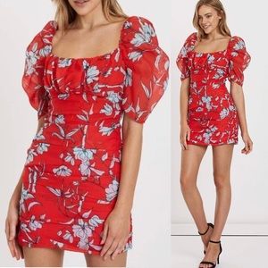 Charlie Holiday Palma Floral Puffy Sleeve Dress